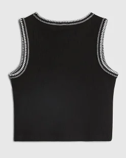 Girls Black Whipstitch Tank Top