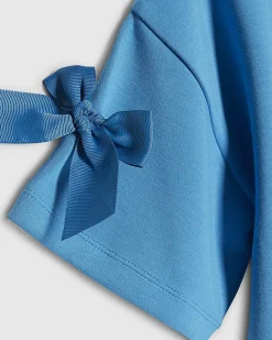 Girls Blue Premium Bow Heart T-Shirt