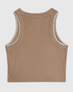 Girls Brown Embellished Cowboy Tank Top