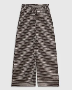 Girls Brown Striped Wide Leg Trousers
