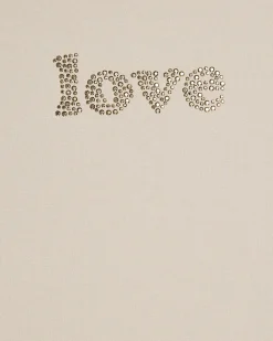 Girls Cream Love Embellished Premium T-Shirt