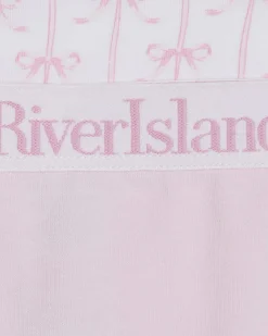 Girls Pink Bow Print Pack Of 5 Briefs