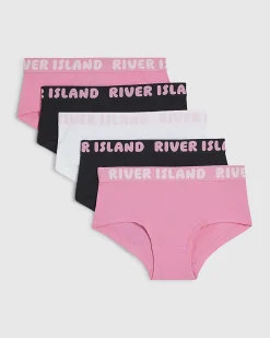 Girls Pink Hipster Pack Of 5 Briefs