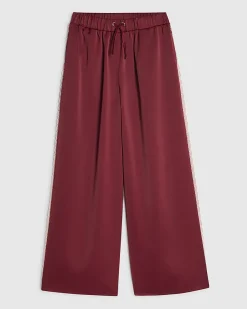 Girls Red Satin Lace Side Stripe Trousers