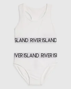 Girls White Crop Top and Brief Set