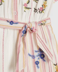 Girls White Embroidered Floral Playsuit