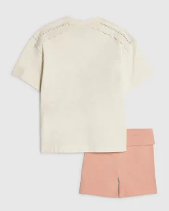 Girls White Miami Beach T-Shirt Set