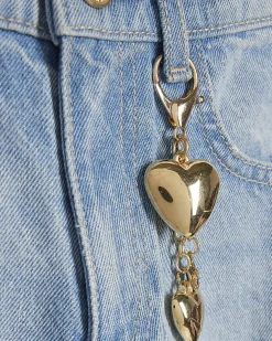 Girls Wide Leg Heart Keyring Jeans