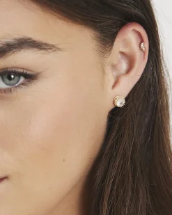 Gold 2 Pack Diamond Simulant Stud Earrings
