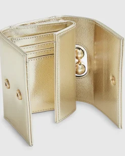 Gold Applique Flower Clip Top Purse