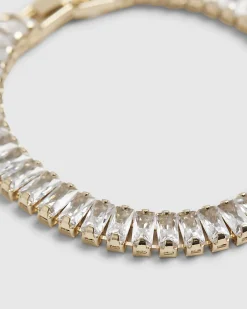 Gold Baguette Diamond Simulant Bracelet