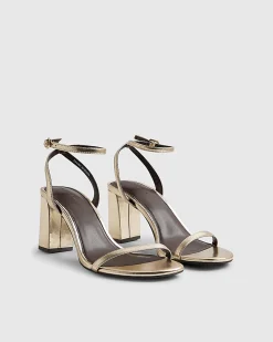 Gold Barely There Heeled Sandals