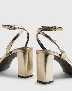 Gold Barely There Heeled Sandals