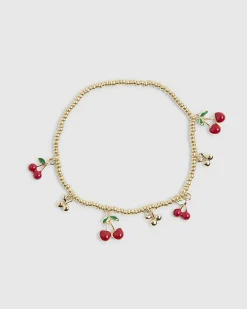 Gold Beaded Cherry Anklet