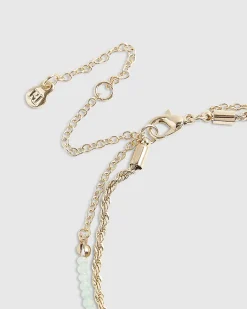 Gold beaded coin detail 2 pack anklets