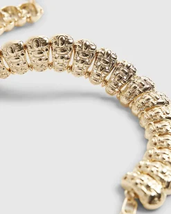 Gold Beaten Link Collar Necklace