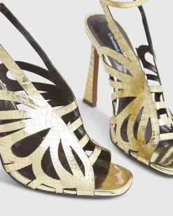 Gold Butterfly Caged Heels