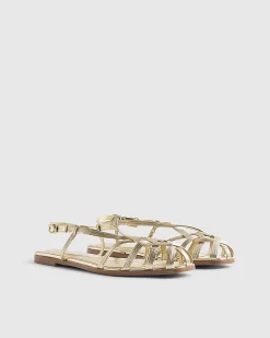 Gold Caged Flat Sandals