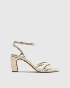 Gold Caged Heeled Sandals