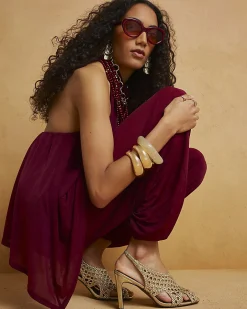 Gold Caged Heeled Sandals