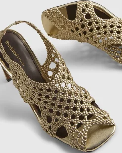 Gold Caged Heeled Sandals
