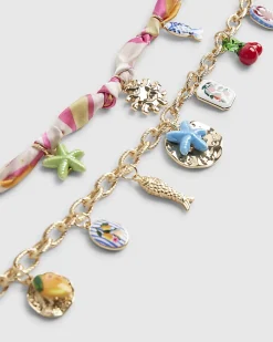 Gold Ceramic Charm Layered Necklace