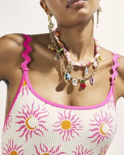 Gold Ceramic Charm Layered Necklace