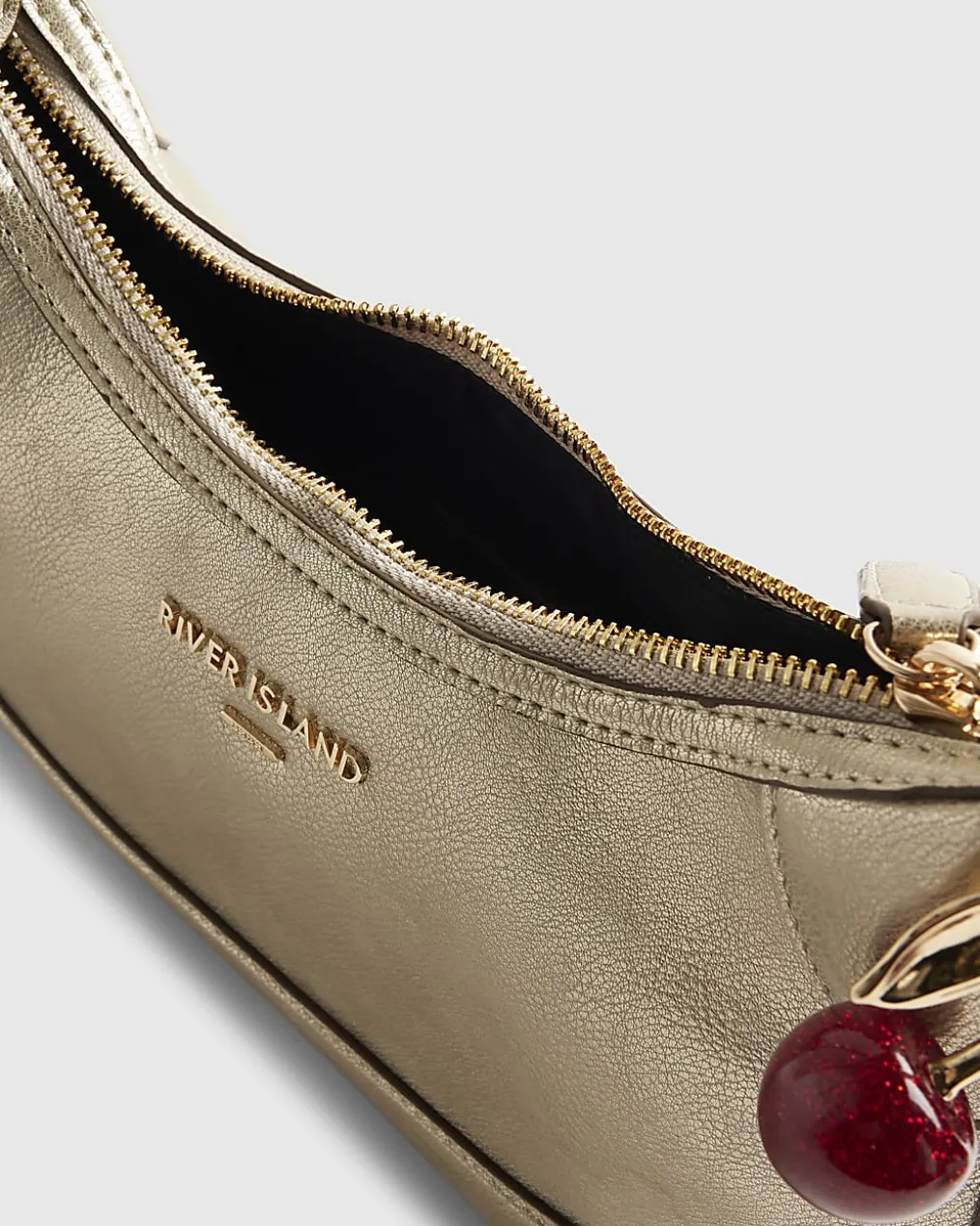 Gold Cherry Charm Shoulder Bag
