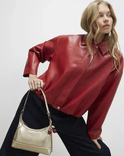 Gold Cherry Charm Shoulder Bag