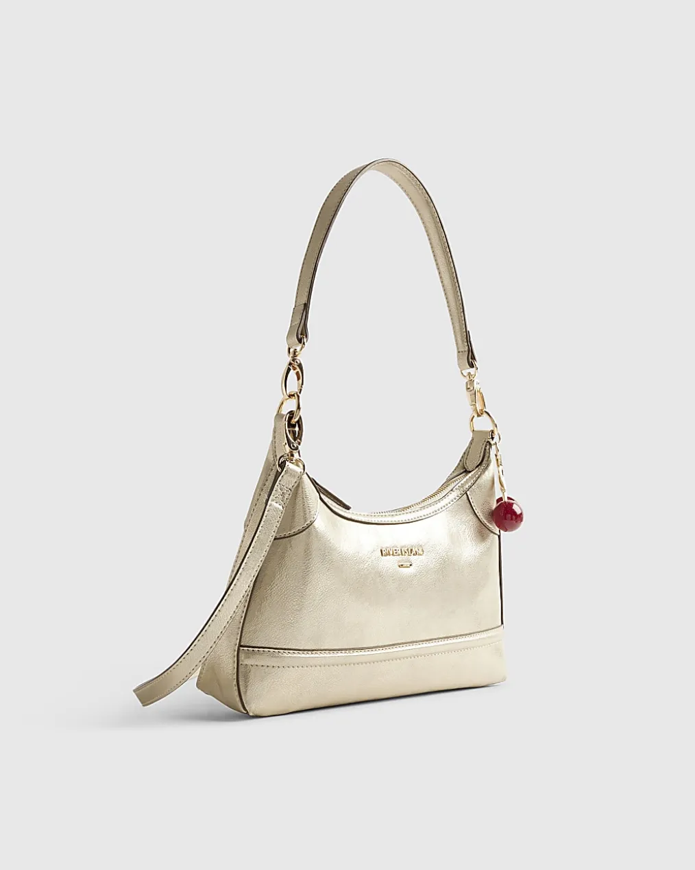 Gold Cherry Charm Shoulder Bag