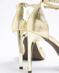 Gold Closed Back Open Toe Heels
