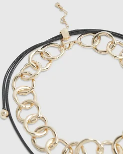 Gold Cord Chain Multirow Necklace