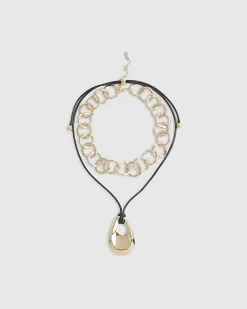 Gold Cord Chain Multirow Necklace