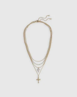 Gold Cross Layered Necklace