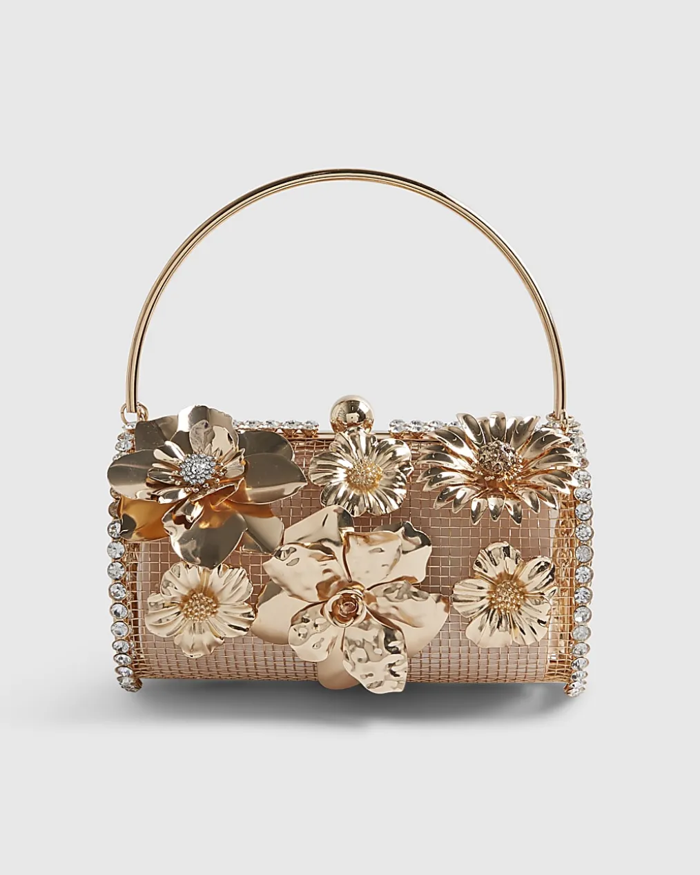 Gold Cylinder Floral Cage Bag