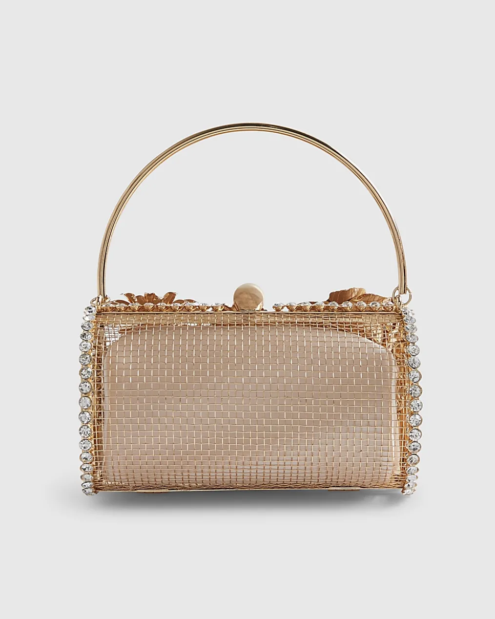Gold Cylinder Floral Cage Bag