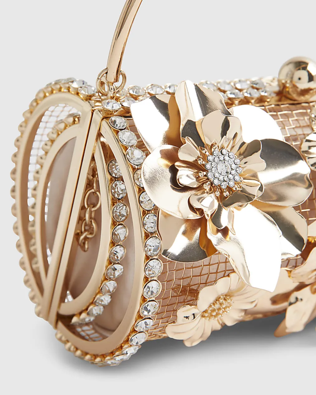Gold Cylinder Floral Cage Bag
