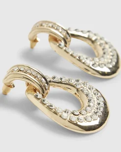 Gold Diamante Door Knocker Earrings