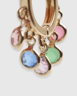 Gold Diamante Drop Hoop Earrings
