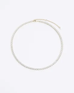 Gold Diamond Simulant Tennis Necklace