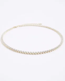 Gold Diamond Simulant Tennis Necklace
