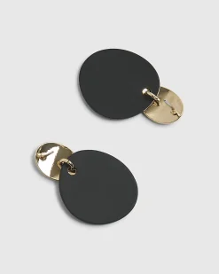 Gold Disc Drop Earrings