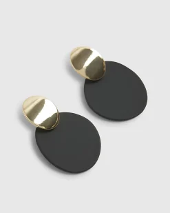 Gold Disc Drop Earrings