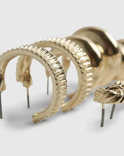 Gold Dome Hoop Multipack Earrings