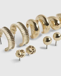 Gold Dome Hoop Multipack Earrings