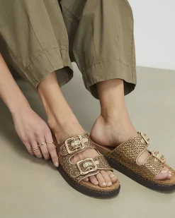 Gold Double Strap Footbed Sandals