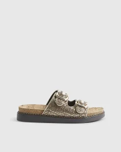 Gold Double Strap Footbed Sandals