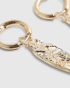 Gold engraved fish earrings