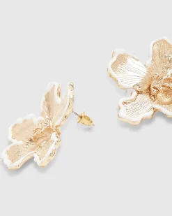 Gold Flower Stud Earrings