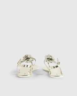 Gold Flower Toe Thong Sandals